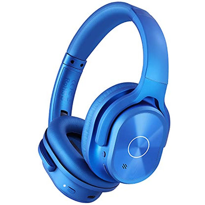 ZIHNIC Active Noise Cancelling Headphones, 40H Playtime Wireless Bluetooth Headset with Deep Bass Hi-Fi Stereo Sound,Over-Ear Headphone,Comfortable Earpads for Travel/Home/Office (Blue) - color: Blue