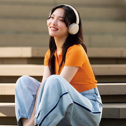 Sony WH-CH520 Best Wireless Bluetooth On-Ear Headphones with Microphone for Calls and Voice Control, Up to 50 Hours Battery Life with Quick Charge Function, Includes USB-C Charging Cable - Beige - color: Beige