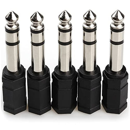 5PCS 6.35mm (1/4 inch) Male to 3.5 mm (1/8 Inch) Female Stereo Audio Headphone Jack Adapters, Quarter inch to 3.5mm Adapter - Black
