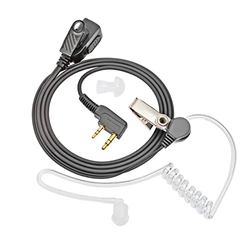 HYS Covert Surveillance Earpiece Kit with Push-to-Talk Mic — Clear Audio Acoustic Tube Headset for Kenwood, Baofeng, Retevis, WOUXUN, and Other K1 2-Pin Radios - color: Black-1pc, size: 1pc