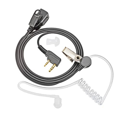 HYS Covert Surveillance Earpiece Kit with Push-to-Talk Mic — Clear Audio Acoustic Tube Headset for Kenwood, Baofeng, Retevis, WOUXUN, and Other K1 2-Pin Radios - color: Black-1pc, size: 1pc