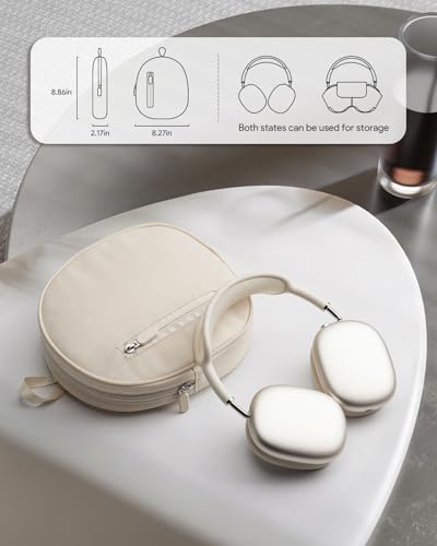 Soft Case for AirPods Max - Super-Slim Apple Headphone Case Compatible with Smart Case Portable Travel Organizer Pouch(Beige) - color: Beige