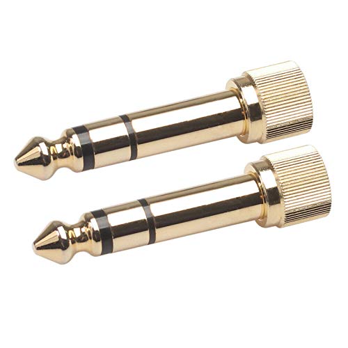 6Pcs Jack Gold-Plated 6.35mm Male to 3.5mm Female Plug Connector Audio Screw Adapter, Male 1/4" to Female 1/8" Screw-On Adapter