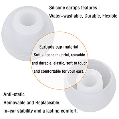 Silicone Ear Tips Replacement Earbud Tips for In-Ear Headphones (Inner Hole 3.8mm-5.5mm) 18 Pairs S M L - color: Transparent white