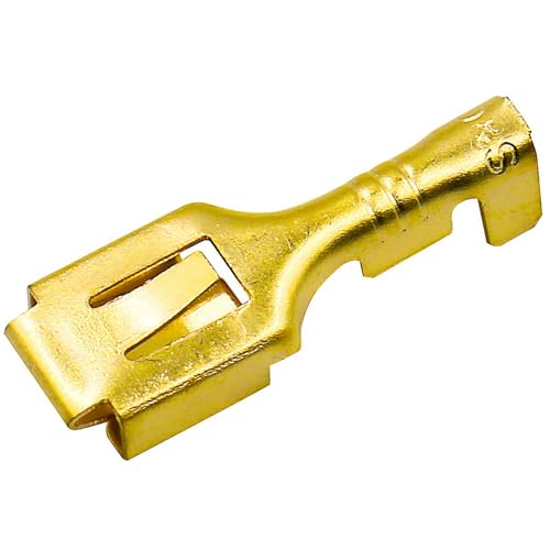 BAOMAIN 100-Pack 6.3mm 1/4" Female Spade Connector Non-Insulated Terminals | Copper 1/4" Non-Insulated Female Connectors with Locking Tab for 18-16 AWG Wire,Ideal for Automotive & DIY Projects