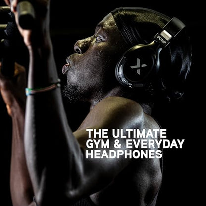 BlueAnt Pump X Wireless Over-Ear Headphones, Bluetooth, Powerful Bass, Active Noise Cancelling & Transparency Mode, Interchangeable Ear Cups, All-Day Comfort for Gym and Training, White/Gold - color: White | Gold