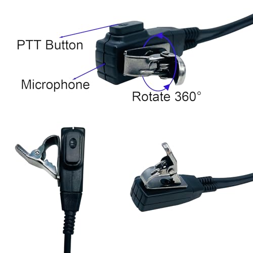 Walkie Talkie Earpiece with Mic PTT 2 Pin Air Acoustic Tube Earpiece Headset Compatible with Baofeng UV-5R Retevis H-777 RT21 RT22 Arcshell AR-5 Two Way Radios (2 Pack)