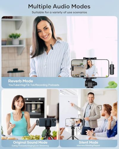 Wireless Lavalier Microphones for iPhone, iPad, Android, Camera, 3 in 1 USB-C Microphone, Mic 7-Hour Battery, Mini Microphone with Noise Reduction for Video Recording, Vlog, YouTube, TikTok