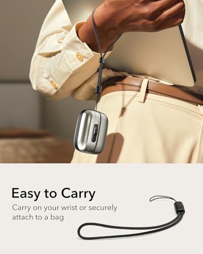 ESR for AirPods Pro 2 Case, Compatible with MagSafe, Titanium | (2023/2022/2019),Compatible with Airpods Pro (USB-C/Lightning Cable), Magnetic Lid, Full Drop Protection Cover with Lanyard - color: Titanium, size: Airpods Pro 2&1 Case