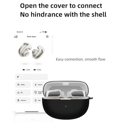 [3 in 1] TSVSXS Silicone Case Compatible with Bose Ultra Open Earbuds, Soft Protective Cover for Bose Open Ear Wireless Earbuds with Cleaning Kit Keychain - color: Black