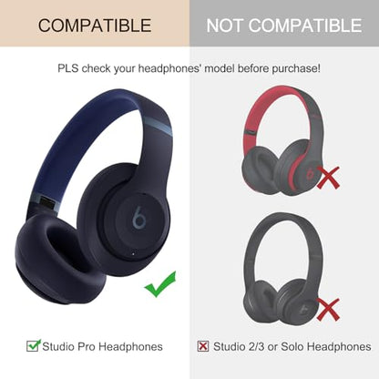 Ear Pads Replacement for Studio Pro - GVOEARS Ear Cushions for Beats Studio Pro Wireless Over Ear Headphones, Protein Leather Strong Adhesive (Navy Blue) - color: Navy Blue