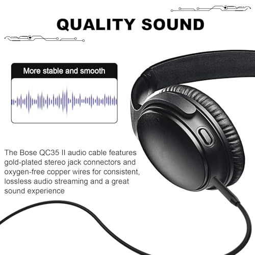 QC35 Audio Cable for Bose QuietComfor/Ultra QC25 QC35II QC45 700 Headphones | 2.5mm to 3.5mm Aux Cable for Bose OE2, SoundTrue, SoundLink Headphones, MP3, MP4, Tablets, Laptops, PCs, 135° Angle Plug, 5ft - style: Angle Jack