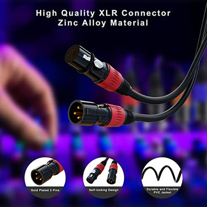 XLR Cables, XLR Microphone Cable 6 ft 6 Pack, Gold-Plated 3-pin XLR Speaker Cable Male to Female Balanced Mic Cable - size: 6ft, style: 6 Pack