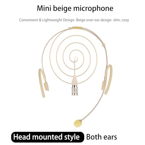 YXG Headworn Earset Over Ear Hanging Mic Beige Low Profile Light-Weight Microphone Compatible with Audio-Technica Wireless System Bodypack Transmitter, with Hirose 4 Pin Plug