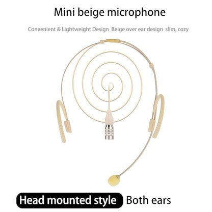 YXG Headworn Earset Over Ear Hanging Mic Beige Low Profile Light-Weight Microphone Compatible with Audio-Technica Wireless System Bodypack Transmitter, with Hirose 4 Pin Plug