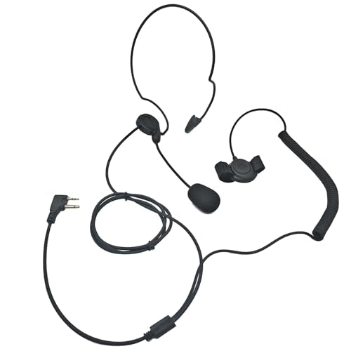 Renastar Ptt Mic Earpiece Two Way Radio Headset Behind The Head Ear Piece Finger PTT for Midland 2 Pin Walkie Talkie AVPH5 GXT LXT GMRS