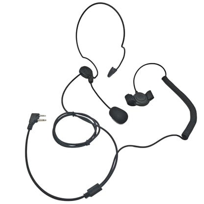 Renastar Ptt Mic Earpiece Two Way Radio Headset Behind The Head Ear Piece Finger PTT for Midland 2 Pin Walkie Talkie AVPH5 GXT LXT GMRS