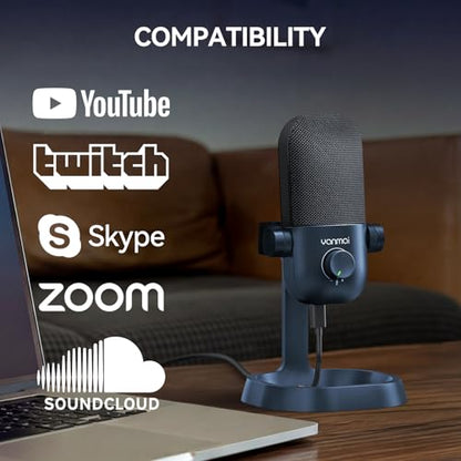 USB Microphone for PC, Plug & Play Cardioid Condenser Mic - color: DarkBlue