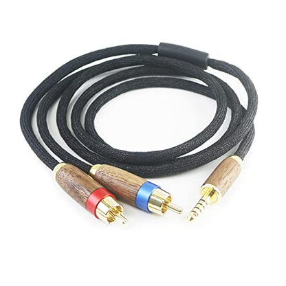 NewFantasia 4.4MM Balanced Male to 2 RCA Male Audio Adapter Cord 4.4mm to 2 RCA Balanced Cable Walnut Wood Shell 1.5m/4.9ft
