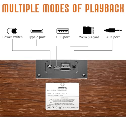 Retro Wood Computer Speaker Bluetooth 5.3 | Wooden retro PC soundbar with Bluetooth 5.3 and USB connectivity. Universal compatibility for desktop, laptop and smartphone.