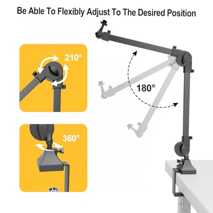 Boom Arm Kit for Microphone with 5/8 Inches Screw Adapter,Strong Microphone Stand Kit,Adjustable Microphone Stand with Desktop Mount Clip, Suitable for Live Streaming, Gaming and Singing