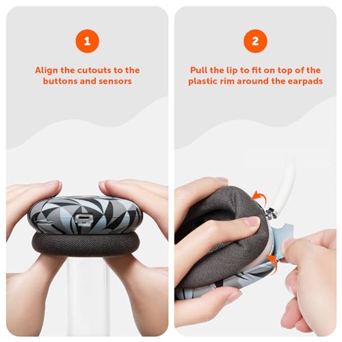 WC ShellZ Max - Protective Shell Covers for AirPods Max 1 & 2 | Made by Wicked Cushions | Made with Premium Silicone | Geo Grey - color: Geo Grey