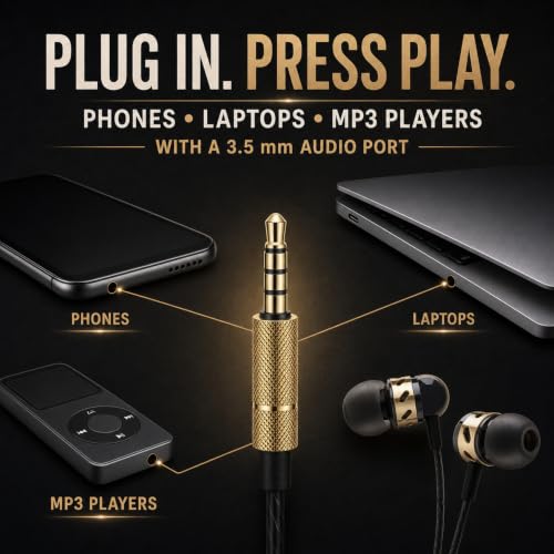Betron AX5 Earphones Wired Earbud Headphones with Microphone | 3.5mm Jack, Plug in, Tangle-Free Cable, Sound Isolation, S/M/L Ear Buds , Carry Case included