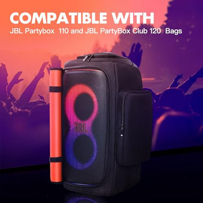 Speaker Cover Case Compatible with JBL PartyBox 120/PartyBox 110 | Protective Dustproof Carrying Cover, Side Pockets for Microphone, for Outdoor Travel, Parties, Home Use, with Open Bottom - size: For JBL partybox 120/110