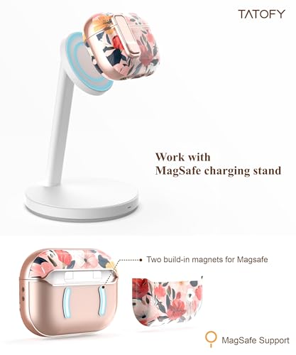 TATOFY for AirPods Pro 2nd Generation Case with Lock Carabiner Cleaner, Slim AirPod Pro 1st & 2nd Hard Case Cover, Compatible with MagSafe (Water Pink) - color: Water Pink, size: AirPods Pro 1st & 2nd Gen