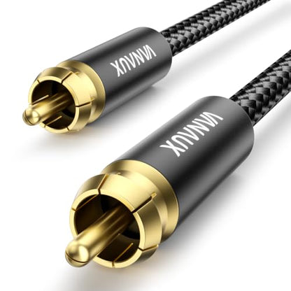 VANAUX Subwoofer Cable Digital Audio Coaxial Cable [24K Gold Plated Connectors] S/PDIF RCA to RCA Cable for Home Theater, Soundbar, Projector, Gaming Console, Amplifier, Speaker (3feet/1m) - size: 3feet/1m