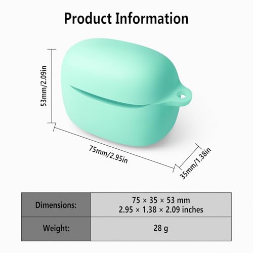 Geiomoo Silicone Case for JBL Tune Buds 2, Soft Flexible Scratch Resistant Protective Cover with Carabiner (Luminous Green) - color: Luminous Green