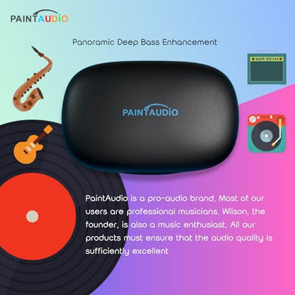 PAINTAUDIO EarMate 1 Open Ear Headphones, Bluetooth 5.3 Wireless Earbuds Air Conduction 45Hrs Playtime with Charging Case, Panoramic Deep Bass with 16.2mm Drivers, Compatible with iPhone Android