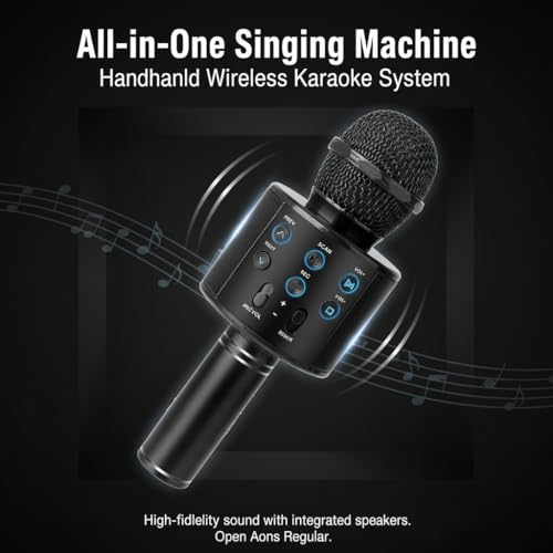 Wireless Bluetooth Karaoke Microphone Portable Handheld Mic Speaker 3-in-1 for All Gifts Smartphones