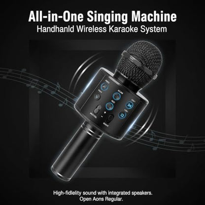 Wireless Bluetooth Karaoke Microphone Portable Handheld Mic Speaker 3-in-1 for All Gifts Smartphones