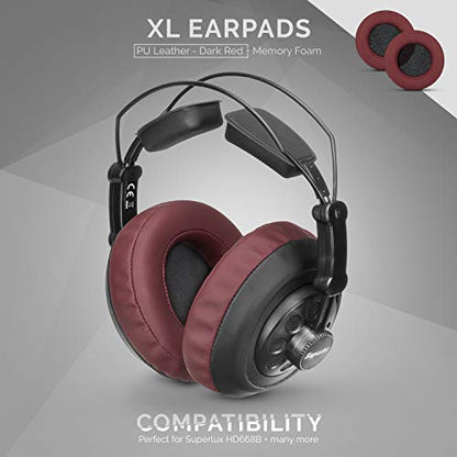 Brainwavz XL Large Replacement Memory Foam Earpads - Suitable for Many Other Large Over The Ear Headphones - Sennheiser, AKG, HifiMan, ATH, Philips, Fostex, Sony (Dark Red) - color: Dark Red