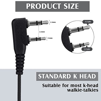 Kathfly 30 Pack Walkie Talkie Earpiece with Mic G Shape 2 Pin Headset Two Way Radio Earpiece Compatible with Baofeng Uv-5r Retevis Rt68 Rt21 Rt22 H-777 Bf-888s Pxton