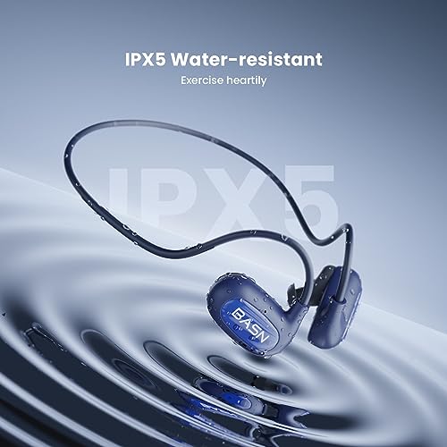 BASN AirS1 Air Conduction Headphones Open-Ear Bluetooth 5.3 Earbuds, Wireless ENC Sport Earphones with 16.2mm Driver, IPX5 Waterproof Headsets for Running,Cycling,Workout (Blue)