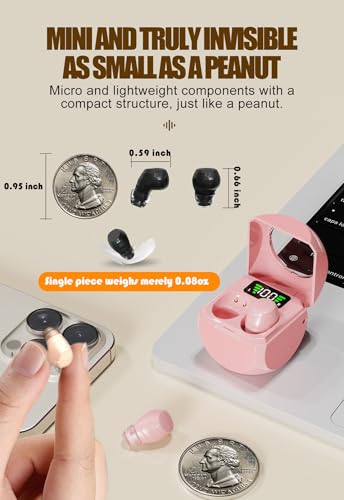 Xmenha Small Invisible Wireless Bluetooth Earbuds Mini for Small Ears Tiny Discreet Low Profile Hidden Earbuds for Work Sleep Ear Buds Invisible Headphones Black - color: Black