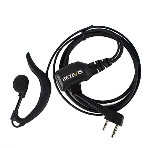 Retevis Walkie Talkie Earpiece with Mic, G Shape, for RT22/RT68/RT21/H777 | Volume Adjust, 2 Pin Compatible with Baofeng, Pxton, Kenwood Two Way Radios, 2 Way Radio Earpiece, Retails, Schools(10 Pack) - style: Volume Adjustable