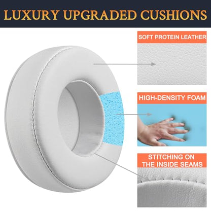SOULWIT Earpads Replacement for Skullcandy Hesh & Hesh 2 Wireless Over-Ear Headphones, Ear Pads Cushions with Soft Protein Leather, Noise Isolation Foam - White - color: White