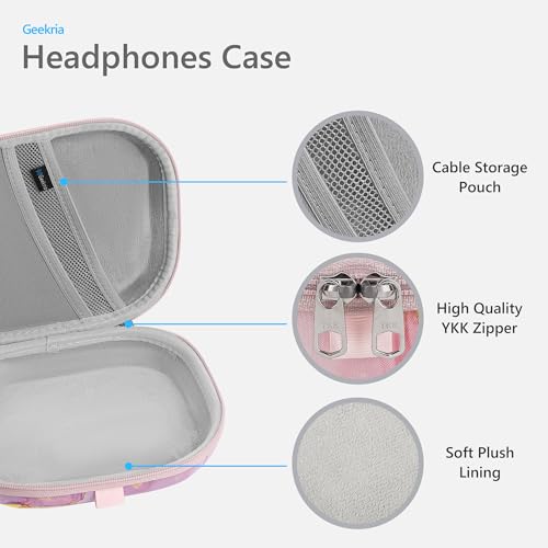 Geekria NOVA On-Ear Headphones Case Compatible with JBL Tune 510BT/500BT/670NC, Live 400BT and More, Replacement Hard Shell Travel Carrying Bag with Cable Storage (Pink Marble) - color: Pink Marble