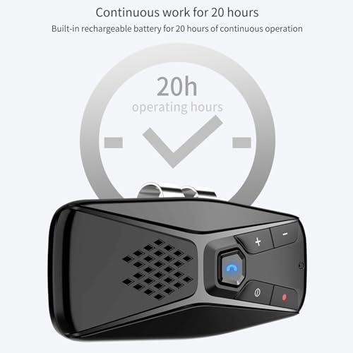 Docooler Car Bluetooth Speaker for Cell Phone, Portable Wireless Handsfree Car Kit, Sun Visor Mounted Speakerphone with Visor Clip & Mic - Black