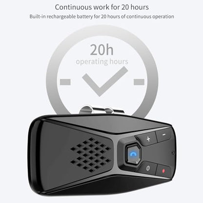 Docooler Car Bluetooth Speaker for Cell Phone, Portable Wireless Handsfree Car Kit, Sun Visor Mounted Speakerphone with Visor Clip & Mic - Black