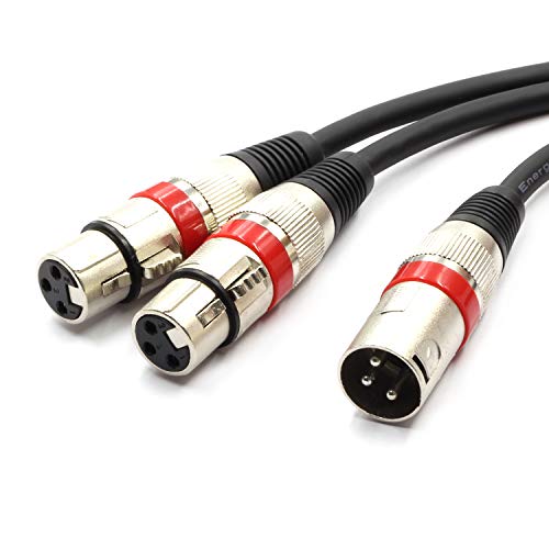 XLR Splitter Balanced Cable - XLR Male to Dual Female 3 Pin Patch Y Cable Microphone Splitter Cord Audio Adapter 50CM (2PACK) - color: XLRM-2XLRF-50CM-2PACK