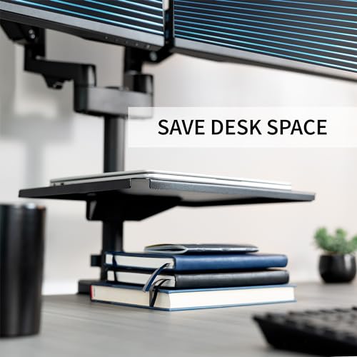 VIVO Universal Steel 14 x 10 inch Shelf Pole Mount for TV Cart, Attaches to 0.5” to 2.4” Poles, Speaker & Microphone Stands, Clamp-on Utility Storage Surface, Black, MOUNT-SF13P - size: 14 x 10 inch