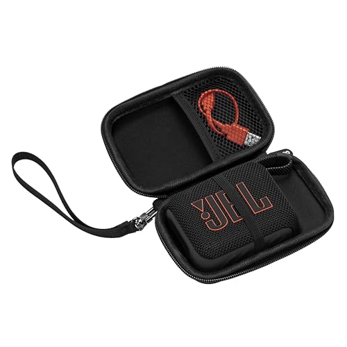 Ginsco Case for JBL Go 4 and Go 3- Ultra-Portable, Waterproof and Dustproof Bluetooth Speaker, for Go 3 - Mini Bluetooth Speaker, Travel Carrying Hard Case with Detachable Strap(Black) - color: Black