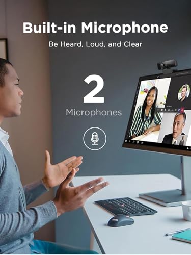 Lenovo 310 FHD Webcam, 1080p, FHD Resolution @30 FPS, Plug-and Play USB Connectivity, 1.8M Cable, 2 Integrated Microphones, External Privacy Shutter, Black - color: Black, style: 310 FHD