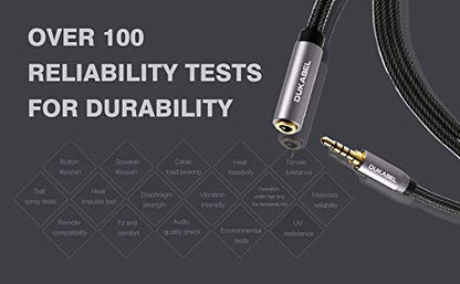 3.5mm Extension Cord (8 Feet/2.4Meters) TRRS 4-Pole Headphone Extension Male to Female Mic-Supported 3.5mm Audio Extender for Smartphones, TV, Cars, Speaker, Headset, Microphones, PC, etc. | Nylon Braided Cord Compatible with TRRS Microphone, Smartphone,