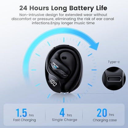Transformers Open Ear Wireless Headphones Bluetooth 5.4 for Running & Workouts, Over The Ear Earbuds with IPX5 Waterproof Ear Hooks, Surround Sound, LED Display & Lanyard (Black - Optimus Primal) - color: Black