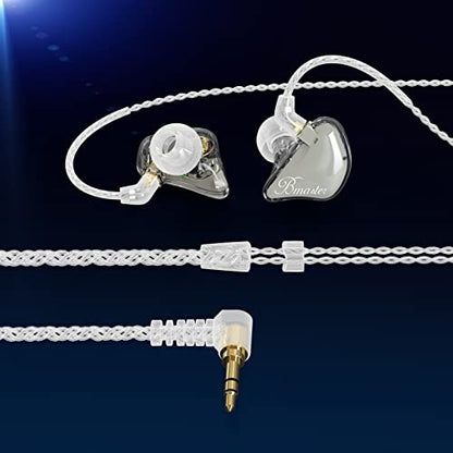 BASN Bmaster Triple Drivers in Ear Monitor Headphone (Gray) | sound isolation iem with two detachable mmcx cables,carrying kit fit, ideal for audio engineer musician - color: Gray